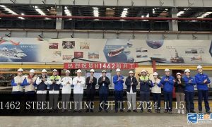 外高橋造船18萬噸雙燃料散貨船H1462船開工
