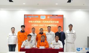 招商工業海門基地新一代風電安裝平臺項目出塢下水